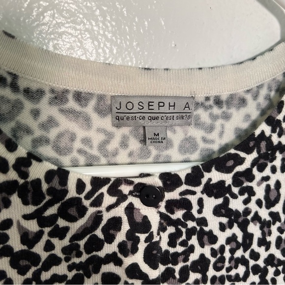 Joseph A Cardigan Sweater Cream Black Animal Print - Picture 10 of 11